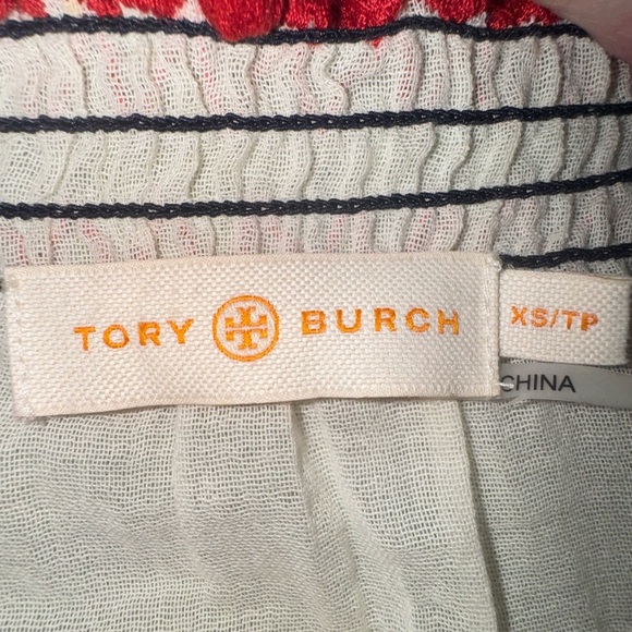 Tory Burch Blouse Mari Top Off/On Shoulder Floral Boho Peasant Sz XS EUC - Picture 8 of 11